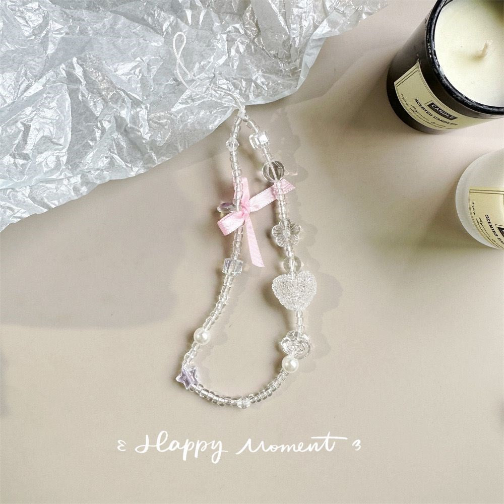 Crystal Phone Hand Wrist - Pink Ribbon