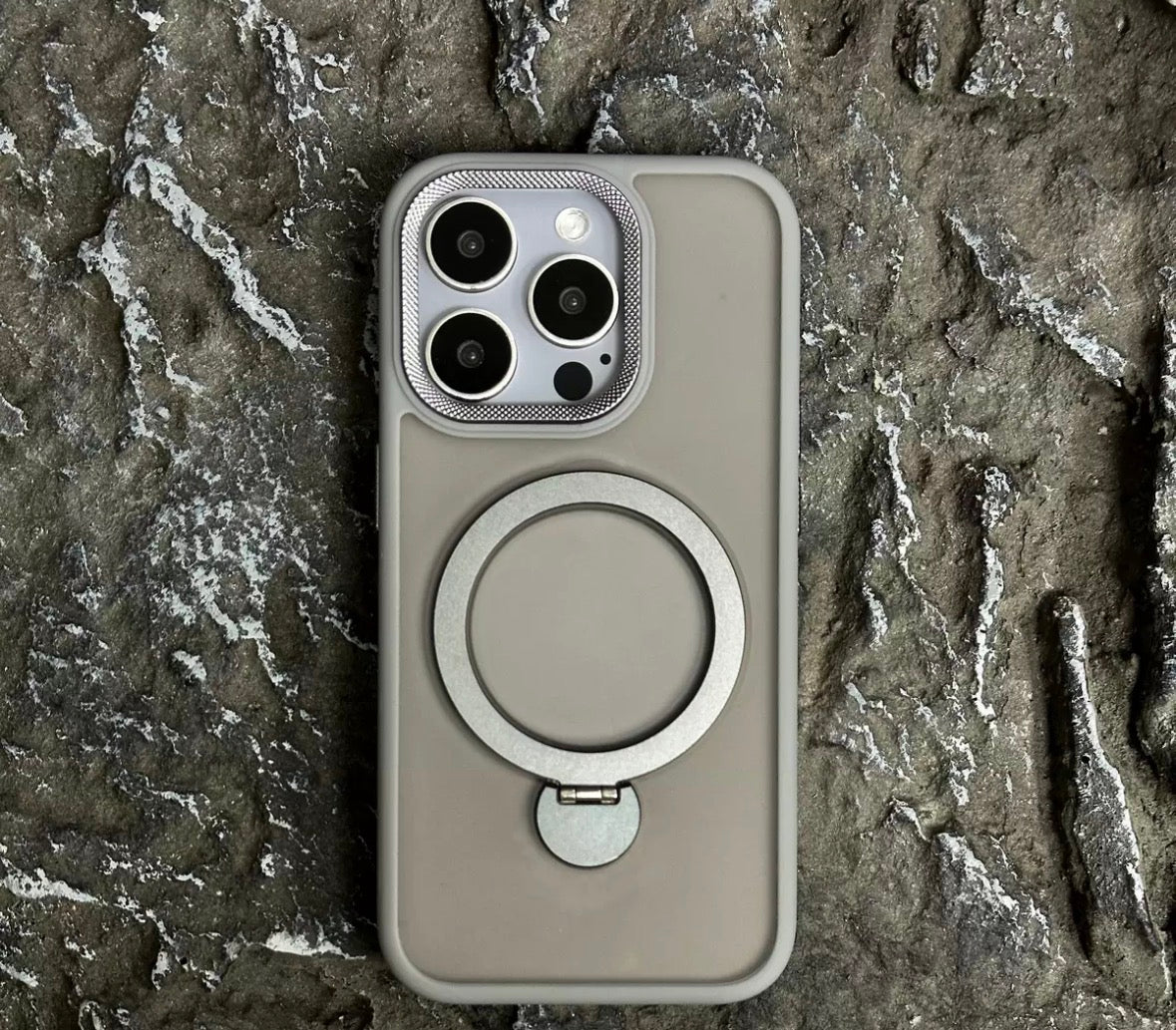 iPhone 16 Pro Max 360 Degree Rotable Invisible Stand Case Grey